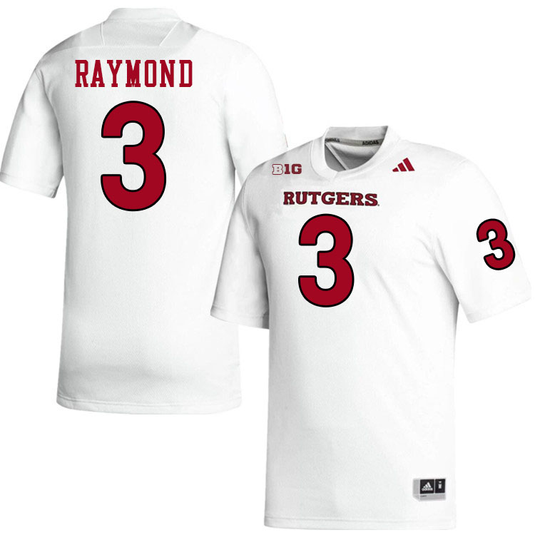 Rutgers Scarlet Knights #3 Antwan Raymond College Football Jerseys Stitched-White